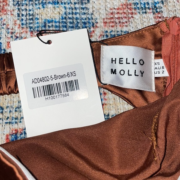 Hello Molly Run To The Top Satin Strapless Maxi Dress in BROWN SZ US 2 - Picture 3 of 6